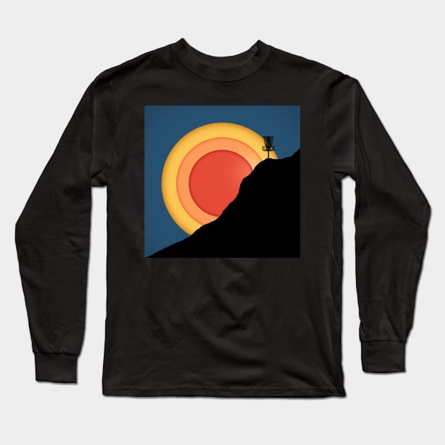 Disc Golf Sunset Long Sleeve T-Shirt by perkinsdesigns